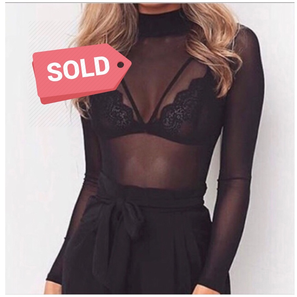 ❤️SOLD❤️BLACK FLORAL SHEER LACE BRALETTE LINGERIE - Picture 1 of 8
